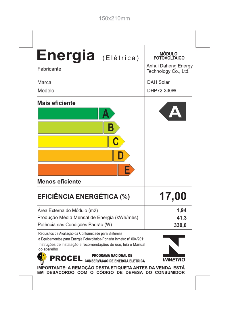 Inmetro 330w poly